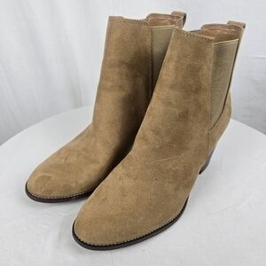 J.Crew Tan Suede Ankle Heeled Boots Sz 9